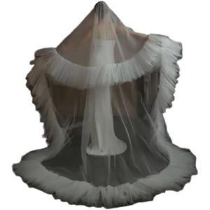 ruthyuexin Two Layer Wedding Veil Ruffled Edge Tulle Bridal Veil With Comb Fluffy Bride Veils Cover Face Veil (White)