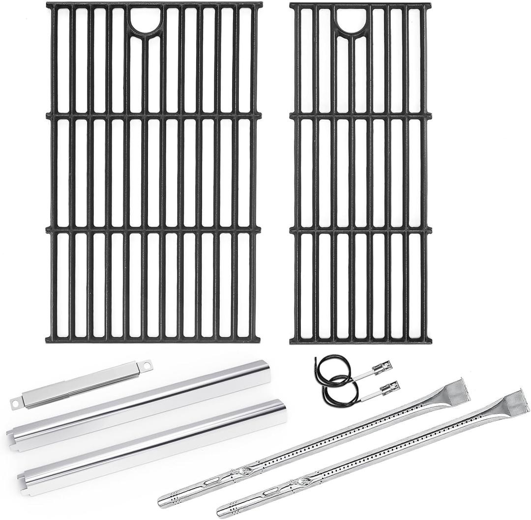 Hisencn Grill Replacement for Charbroil Performance 2 Burner 463630021, 463660021, 463660421, 463655621 Gas Grill, 15.5 Heat Plate, 15.3 Burner & 17 Inch Grill Grids Kit for Char-Broil