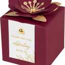 FEIYI 20 PCS Favor Boxes, 3 In 1Burgundy Candy Boxes with Floral Decor, White Thank You Tags Gold Foil Print Gift wrapping for Wedding, Baby Shower, Birthday, Decorations Party - 2.55x2.55x2.55