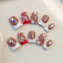 10Pcs Short Duck Press on Nails Handmade Fake Nails with Glitter Rhinestone Snowflake Design 3D Flower False Nails French Tip Duck Nails Press ons Multi-Layer Acrylic Stick on Nail for Women (S)