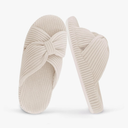 Women's Orthopedic Arch Support Open Toe House Slippers for Plantar Fasciitis Ladies Cozy Memory Foam Bedroom Gift Slippers Fluffy Corduroy Bow Crossband Slide