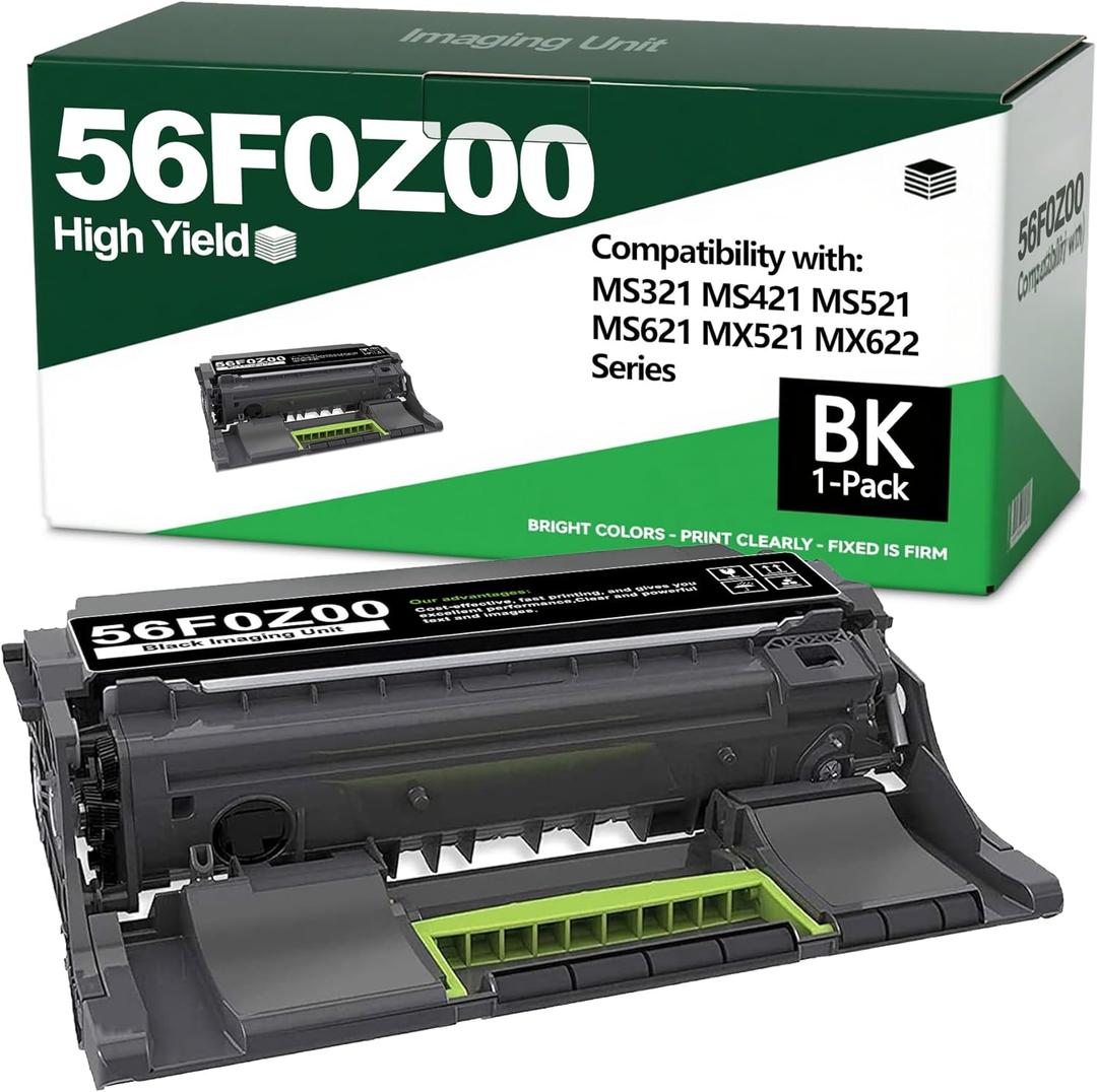 56F0Z00 Black Imaging Unit (1-Pack) Compatible Replacement for Lexmark 56F0Z00 Imaging Unit MS321 MS521 MS321dn MS421dn MS421dw MS521dn MS622de MX321adn Printer