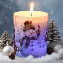 ElectricWise Christmas Scents Candles Festive Scented Candle Jars with Color Changing Light, 7.6Oz Soy Wax Fir & Cedarwood Fragrance, Christmas Candles for Holiday Decor (Snowman)