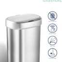 Ninestars DZT-50-49 Automatic Touchless Motion Sensor Oval Trash Can with Black Top, 13 gallon/50 L, Stainless Steel