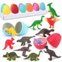 12 Dinosaur Eggs Toys, Surprise Pack with 12 Unique Dinosaur Figures,Goodie Bag Stuffers,Pinata fillers, Easter Eggs dongcoh,Carnival Prizes Treasure Box Christmas Stocking Stuffers Treasure Box