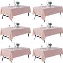 6-Pack 60x120 inch Dusty Pink Table Cloths, Solid Stain and Wrinkle Resistant Oblong Tablecloth, Premium Plain Weave Polyester Fabric Rectangle Table Linen Covers for Hotel, Wedding