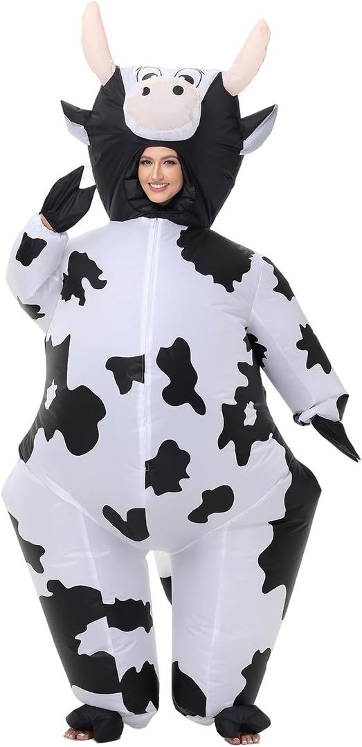 Inflatable Cow Costune Blow up Animal Costume for Cosplay Party Halloween Suit Parade Carnival Outfit,  Large (150cm-190cm) 
