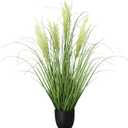 3ft Artificial Plants Onion Grass, 35 in Fake Shrubs Wheat Grass in Pot, for Indoor Outdoor Garden Office Home Decor, Faux Plant Greenery, Green