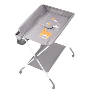 VEVOR Baby Changing Table, Foldable Diaper Change Station with Side Basket, Adjustable Height Changing Table with Lockable Wheels, Multi-Functional Nursery Storage Organizer, Light Gray