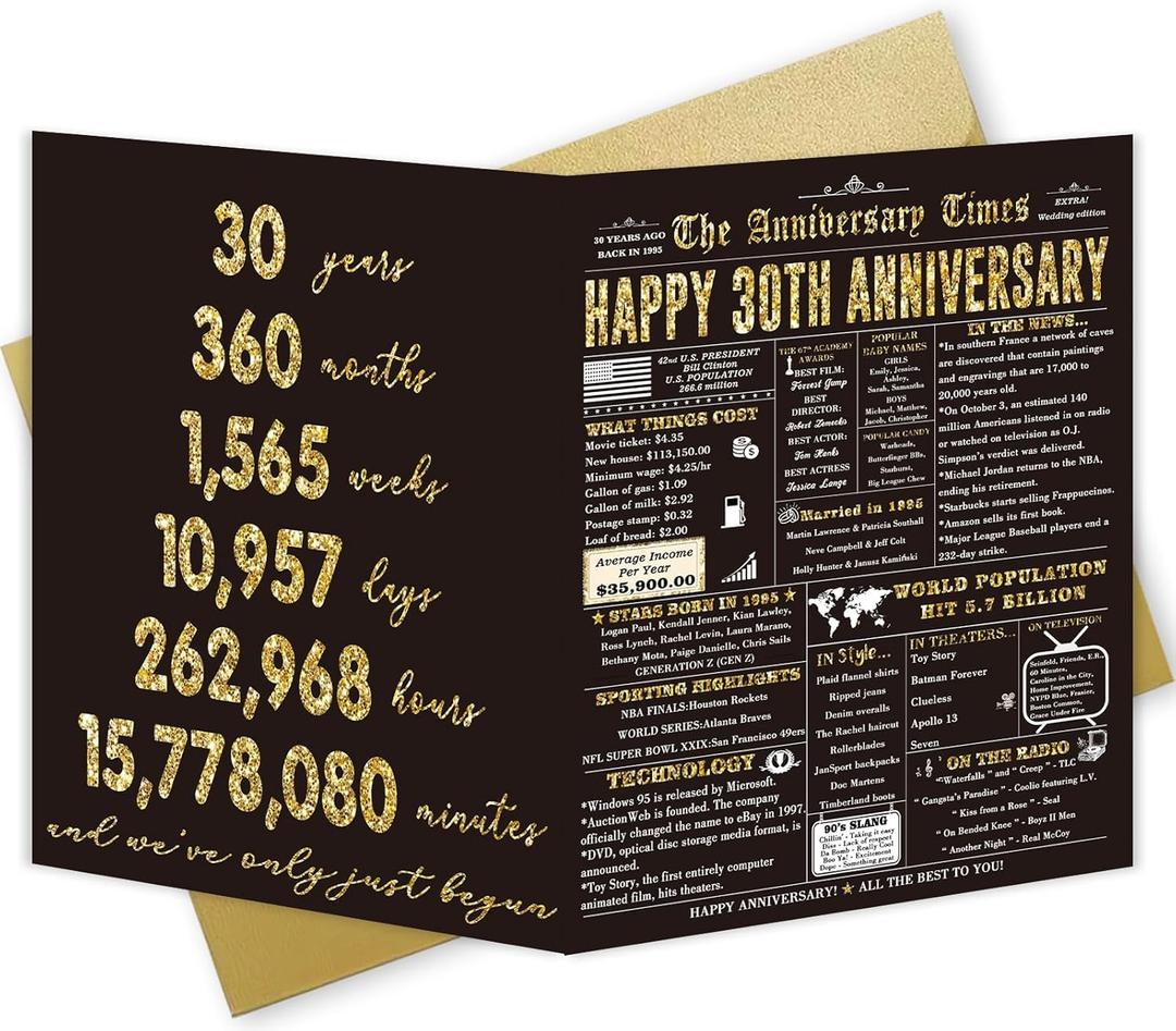 30 Year Anniversary Card for Couple Husband Wife, Funny 30th Anniversary Decorations Gifts for Men Women, Romantic Gifts for Thirtieth Years Wedding Valentines Birthday Anniversary Day