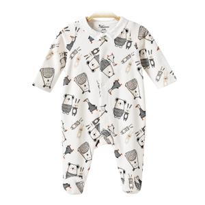 Minicoco Baby Cotton-Blend Velvet Footie, ong Sleeved Footed Jumpsuit, Soft Warm Baby Outfit for 012 Months Infants (White)