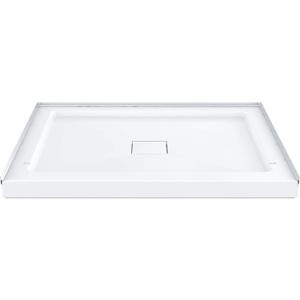 Carlton Marquette 42" x 34" Single or Double-Threshold Shower Pan Base with Center Drain and Removable Flange in Glossy White, 42 x 32