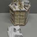 MorTime LED Revolving Music Box Advent Calendar Decorated with Christmas Tree Reindeer House LED Lights, Lighted Wooden Carved 24 Day Countdown to Christmas Calendar