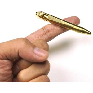 Mini Brass Bolt Action Pen with Keychain, Handmade EDC Pocket Pen, 76 mm with 2 Replacement Refills & Gift Box (Gold)