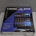 Dj Mixers 5 Channel Audio Mixer Sound Board with Bluetooth, Usb Audio Interface with 48V Phantom Power Sounds Mixer Board with FX Reverb Delay Effect for Streaming