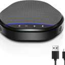 Conference Speakerphone with 360 Voice Pickup, AI Noise Reduction & Echo Cancellation, USB Plug and Play Desktop Microphone Speaker for Zoom, Teams, Skype, Home Office & Online Meetings