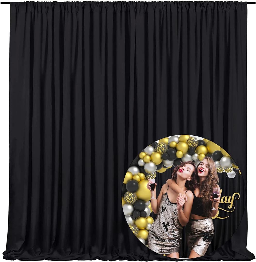 10 x 7 Feet Black Backdrop Curtain for Partie, Background Curtains for Photoshoot, Birthday, Wedding, Halloween, Christmas, Anniversary, Engagement Party Decorations 5Ft x 7Ft, 2 Panels