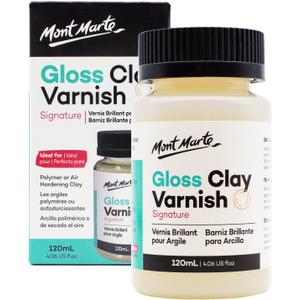 Mont Marte Clay Sculpture Sealant, Glossy Clear Varnish, Signature 4.05oz (120ml), Air or Polymer Clay Sealer