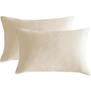SE SOFTEXLY Muslin Pillowcases Standard Size 100% Cotton, 2 Pack Linen Like Pillow Shams with Envelope Closure, Ultral Soft and Breathable Pillow Case Covers, Off-White, 20" X 26", No Filling
