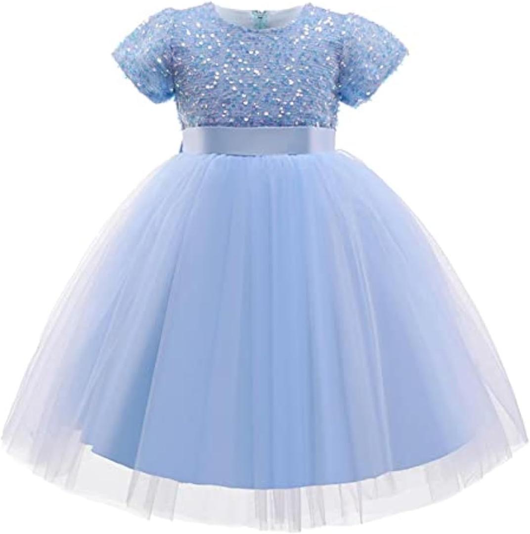 TTYAOVO Girl Flower Pageant Princess Party Tulle Dress (3-4T, 737_c Blue)