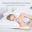 Glaciman Gusseted Bed Pillows King Size Set of 2, Hotel Pillows 2 Pack for Side and Back Sleepers, Soft and Fluffy for Comfortable Sleep, Down Alternative Filling, 20X36 inches. (White (White Piping))