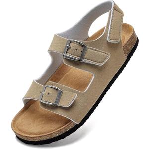 Torotto Toddler Kids Sandals Boys Girls Cork Footbed Sandals with Adjustable Buckle Casual Slides Open Toes Flat