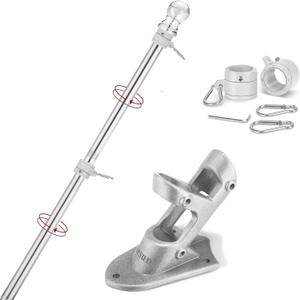 Flag Pole,6FT American Flag Pole & Bracket-Suitable for 3 x 5 Flags Holder for House Porch & Outdoor,Tangle Free and Wall Mount Flag Pole Kit (Without Flag,Silver)