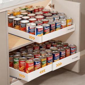 Adjustable Can Organizer for Pantry, Pull-Out Pantry Organizers and Storage, Soda Can Organizer - Great for Pantry, Kitchen Cabinet & Countertop (16.5" L x 12.2" W x 2.8" H (Adjustable Width))