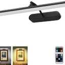 Picture Light,3AA Battery Wall Lights,Wireless Art Lights for Paintings,Remote Control Accent Light with Timer and Dimmable for Frame,Portrait,Mirror-Black (15INCH)