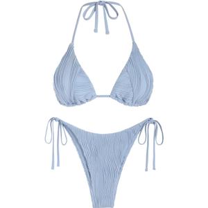 ZAFUL Bikini Sets for Women Halter Two Piece Swimsuit Ribbed High Cut Tie Side Thong Bathing Suit Sexy Padded Swimwear (Medium, Light Blue) ZAFUL Bikini Sets for Women Halter Two Piece Swimsuit Ribbed High Cut Tie Side Thong Bathing Suit Sexy Padded Swimwear (Medium, Light Blue)