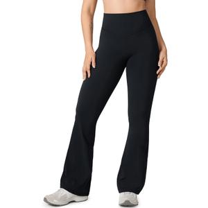 Hugcurve No Front Seam High Waisted Flare Leggings for Women Bootcut Yoga Pants Buttery Soft Lounge Workout - 31'' (Large, Black)