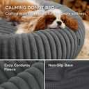 Bedsure ComfyFleece Donut Large Dog Bed - Washable Faux Fur with Corduroy Fleece & Anti Slip Bottom, Round Pet Bed with Removable Cover, Warm Grey, 36x36x8 inches