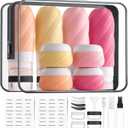 LitBear 23 Pack TSA Approved Travel Bottles for Toiletries, Leak Proof Refillable Travel Size Containers Kit with Silicone Squeezable Bottles Jars for Shampoo Lotion Conditioner, in Clear Bag, Pink