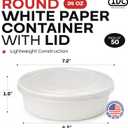 24oz Round White Paper Bowls (50-Pack) - Water & Oil Proof, Disposable