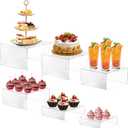 6PCS Buffet Risers, Food Risers for Buffet Table, Buffet Risers and Stands, Acrylic Clear Boxes for Food Display, Acrylic Cube Boxes big size(10"-9"-8"-7.5"-6.7"-6")