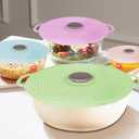 5 Pack Silicone Lids for Bowl, Microwave Splatter Cover, 5 Sizes Reusable Heat Resistant Suction Lids Fits, Bowls, Plates, Pots, Pans, Skillets, Stove Top, Cups, Oven, Fridge Dishwasher Safe