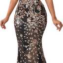 Cololura Women Sequin Elegant Sexy One Shoulder Tassel Mermaid Bodycon Cocktail Evening Dress, XL