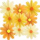 SUNBEAUTY 9 PCS Orange Paper Flowers Decorations for Wall Paper Fans Daisy Decoration Paper Floral Backdrop Decor Paper Fans Decoration