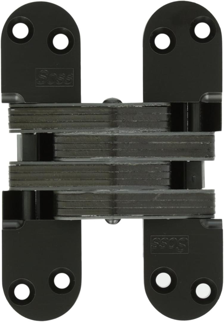SOSS Invisible Hinge Model 220 for 2" Thick Material, 20 Minute Fire Rated, Zinc, Black E-Coat Exterior Finish, Model Number 220US19 SOSS Invisible Hinge Model 220 for 2" Thick Material, 20 Minute Fire Rated, Zinc, Black E-Coat Exterior Finish, Model Number 220US19