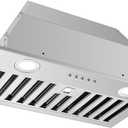 Range Hood Insert 20 Inch 600 CFM Stainless Steel, Ducted/Ductless Convertible Ultra-Quiet Built-in Kitchen Exhaust Hood with Dishwasher-Safe Filter, 3-Speed & Dual LEDs Efficient Lighting