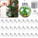 Wettarn 50 Pcs 2.36 Inch Clear Christmas Ornaments Balls Plastic Fillable Ornament Ball with Rope for DIY Craft Xmas Wedding Party Decor