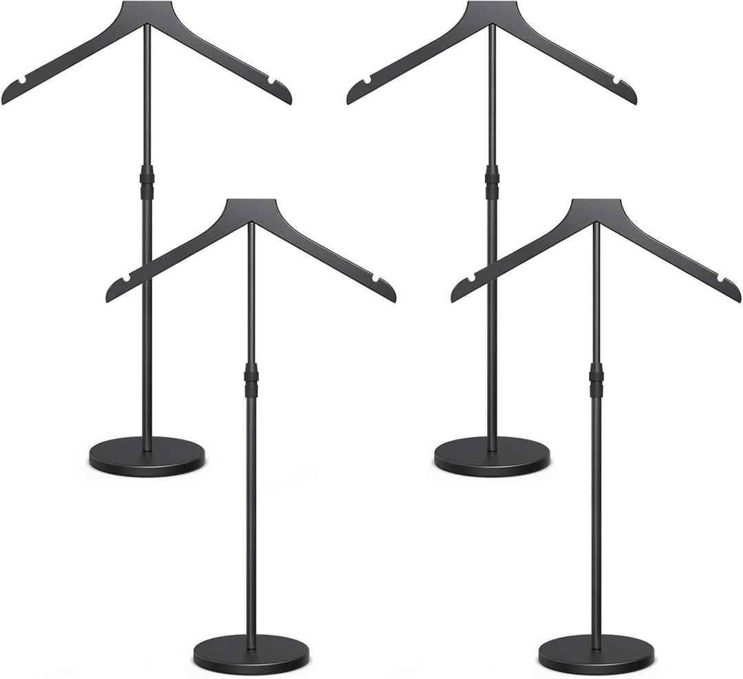 4 Pack Shirt Display Stand, 18-34 Inch Height Adjustable Mannequin Torso for Vendors Shop, More Stable Dress Form Mannequin Stand Clothes Rack, T Shirt Display Holder Jacket Coat Hanger, Black
