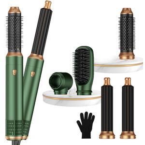 5 in ONE Blow Dryer Brush, Curling Wand Hair Styling Tools Set, Ionic Hot Air Hair Dryer, Massage Oval Hair Dryer, Left&Right Hair Curlers 100-120V