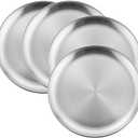 HaWare 4-Piece 18/8 Stainless Steel Plates, Metal 304 Dinner Dishes for Kids Toddlers Children, 10 Inches Feeding Serving Camping Plates, Reusable and Dishwasher Safe