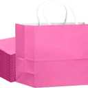 qiqee 24PCS Large Gift Bag with Handles Bulk 13"x4.5"x10" Gift Bags Pink Bags Multiple Uses (32x11x25cm,Wide Large)