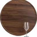 Hanobe Large Ottoman Serving Tray: Round Wooden Trays 18" Contemporary Decorative Coffee Table Tray Circle Big Platter Modern Home Decor for Living Room