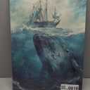 TIEHAOMAI Humpback Whale Canvas Wall Art Blue Whale Paintings Sailing Ship Prints Nautical Ocean Animals Pictures for Home Office DecorAnimal-1,16x24inch (40x60cm)