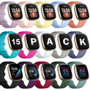 GEAK 15 Pack Compatible with Fitbit Versa 3 Bands/Versa 4 Bands/Fitbit Sense 2/Sense Bands,Soft Replacement Waterproof Sport Watch Strap Wristband for Fitbit Versa 3 Bands for Women Men Small