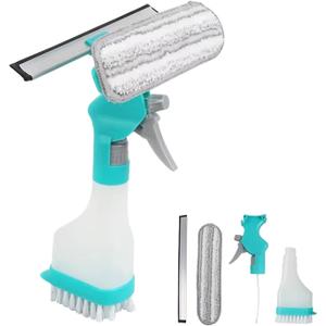 4 in 1 Window Cleaning Kit Professional Squeegee with Spray Bottle for Shower Mirror Glass Car Windshield Countertop Easy Gadget Cleaner Tool