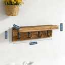 Gulex Key Holder Wall Mount, Rustic Wood Key Holder for Wall with 4 Hooks for Key Hanger to Organize Keys and Mail, Room Decor Key Hanger(Wood Color)